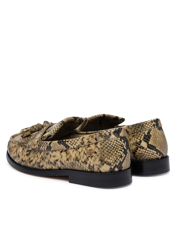 Tommy Hilfiger Čevlji brez vezalk Tommy Hilfiger Th Loafer Tassel Snake FW0FW09500 Bež