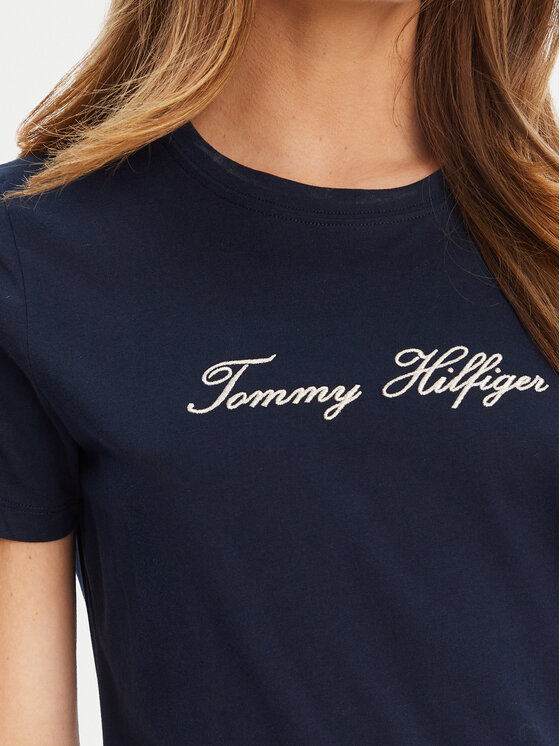 Tommy Hilfiger Tommy Hilfiger Póló Script WW0WW47210 Sötétkék Regular Fit