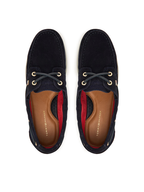 Tommy Hilfiger Mokasinai Tommy Hilfiger Hilfiger Suede Boat Shoe FW0FW09338 Tamsiai mėlyna