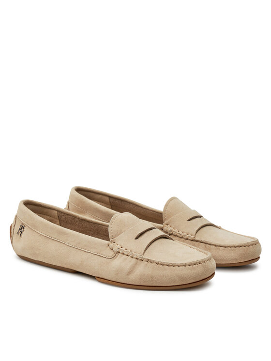 Tommy Hilfiger Mokasíny Tommy Hilfiger Th Suede Driver Loafer FW0FW08563 Béžová