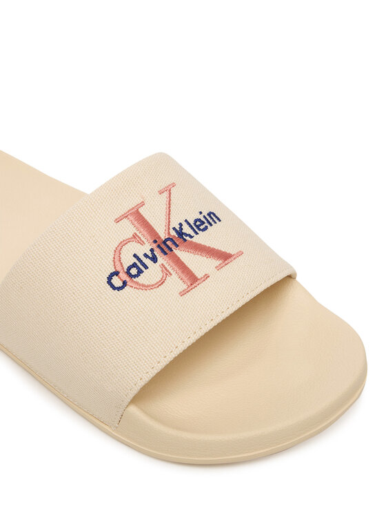 Calvin Klein Klapki Calvin Klein Ess Slide Cv HW0HW02958 Beżowy