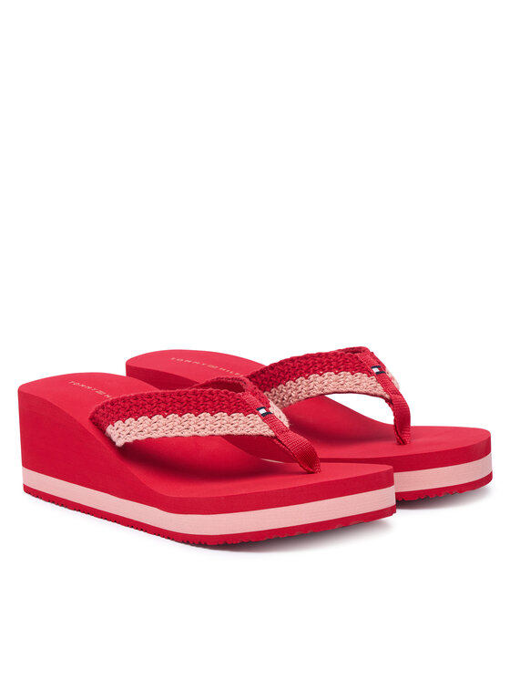 Tommy Hilfiger Žabky Tommy Hilfiger Th Wedge Crochet Summer Sandal FW0FW09420 Červená