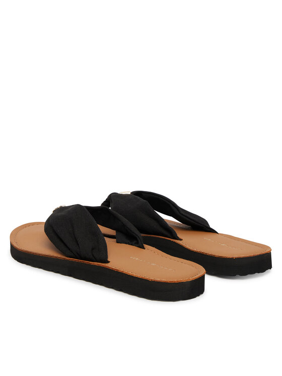 Tommy Hilfiger Čības uz pirksta Tommy Hilfiger Th Ltr Footbed Summer Sandal FW0FW09194 Melns