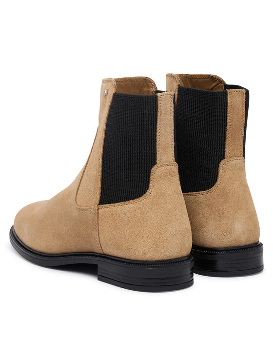 Tommy Hilfiger Μποτάκια με λάστιχο Tommy Hilfiger Enamel Flag Suede Ankle Chelsea FW0FW09575 Μπεζ