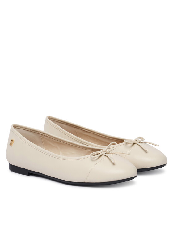 Tommy Hilfiger Balerinke Tommy Hilfiger Hilfiger Smooth Lthr Ballet FW0FW09241 Écru