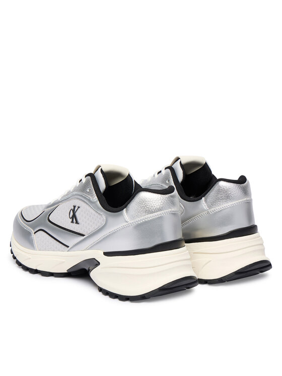Calvin Klein Laisvalaikio batai Calvin Klein Hike Runner Laceup Mesh Mix Met YM0YM01402 Sidabrinė
