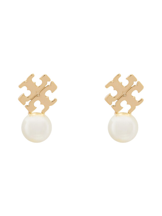 Tory Burch Сережки Tory Burch LOGO AND PEARL STUD EARRINGS 184421 Золотий