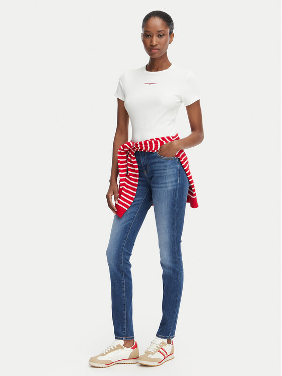 Tommy Jeans Tommy Jeans Camiseta Script Rib DW0DW22809 Crema Slim Fit