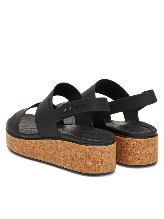 Crocs Босоніжки Crocs Brooklyn Cork Low Wedge 211144 Чорний