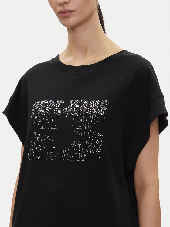 Pepe Jeans Pepe Jeans Marškinėliai Lira PL505996 Juoda Regular Fit