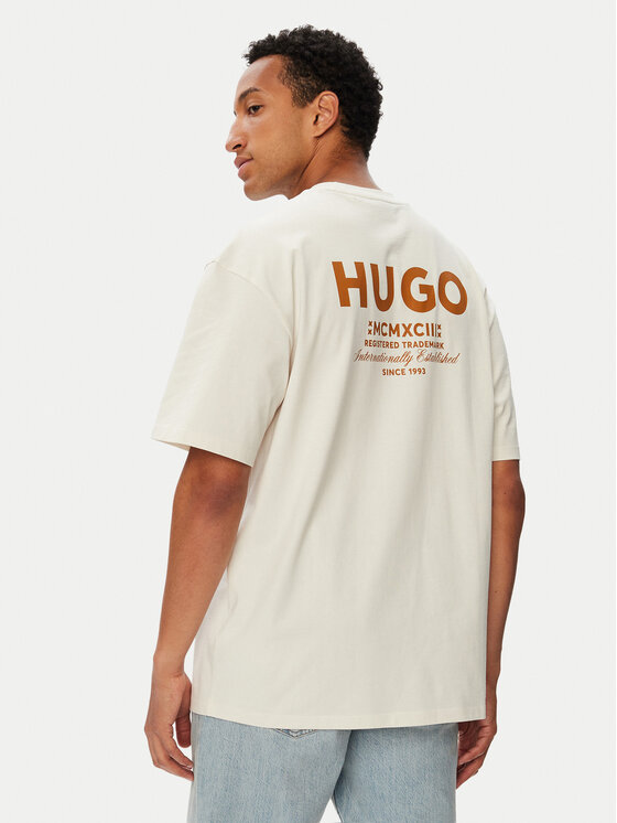 HUGO HUGO Camiseta Nalono 50509776 Crema Loose Fit