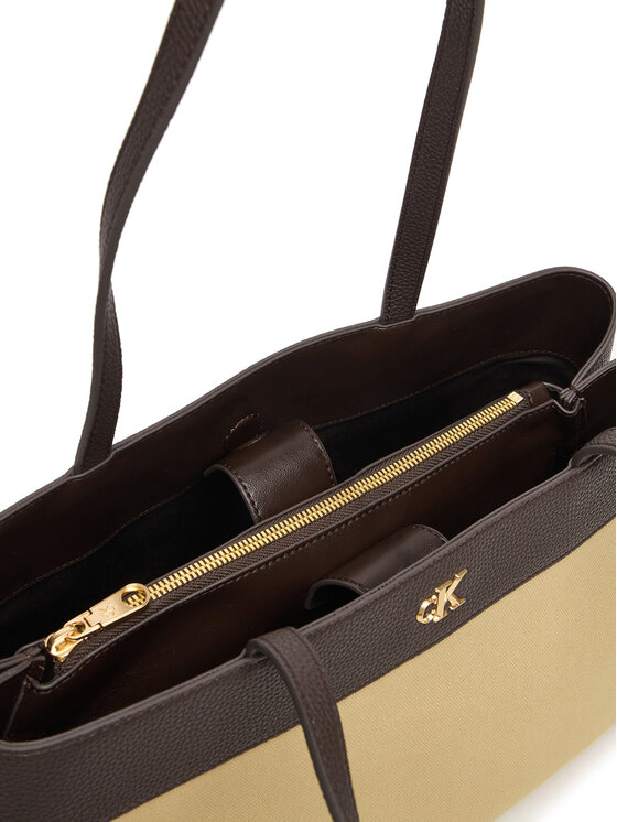 Calvin Klein Torebka Calvin Klein Ck Canvas Medium Tote LV04F3503G Beżowy