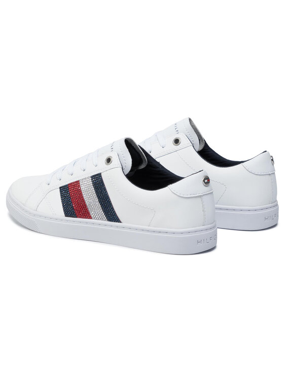 Tommy Hilfiger Laisvalaikio batai Tommy Hilfiger Crystal Leather Casual Sneaker FW0FW04299 Balta