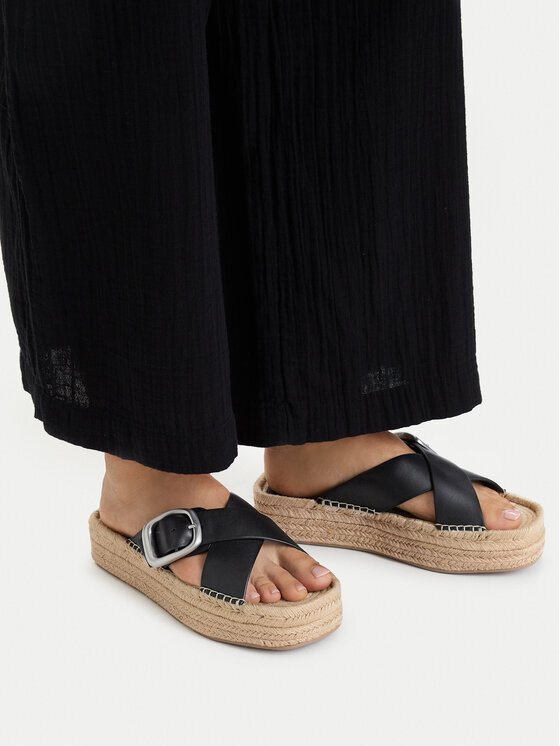 Calvin Klein Espadryle Calvin Klein Flatf Espadrill Cross Lth Hdw HW0HW02892 Czarny