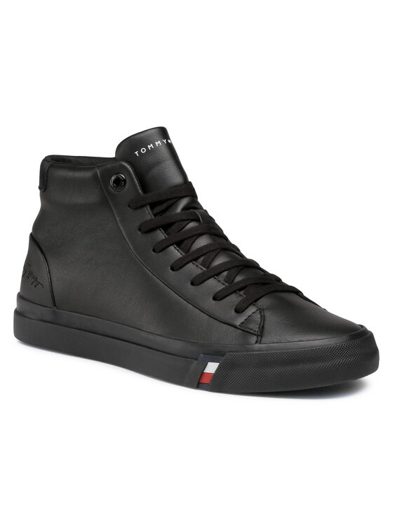 Tommy Hilfiger Сникърси Tommy Hilfiger Corporate Leather Sneaker High FM0FM02984 Черен