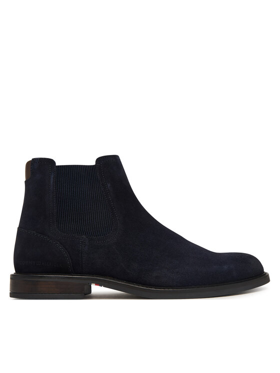 Tommy Hilfiger Členková obuv s elastickým prvkom Tommy Hilfiger Corporate Dressy Suede Chelsea FM0FM05953 Tmavomodrá