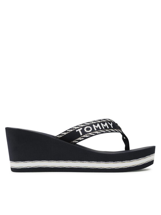 Tommy Hilfiger Čības uz pirksta Tommy Hilfiger Webbing H Wedge Sandal FW0FW07149 Tumši zils