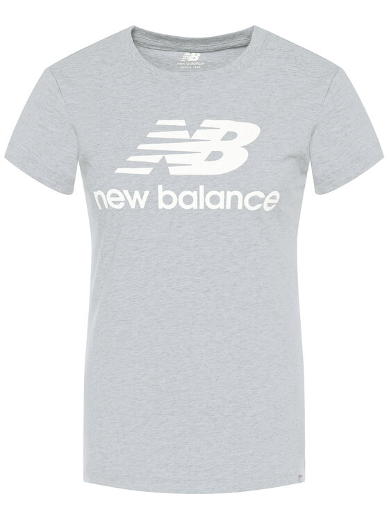 New Balance New Balance Marškinėliai Essentials Stacked Logo Tee WT91546 Pilka Athletic Fit