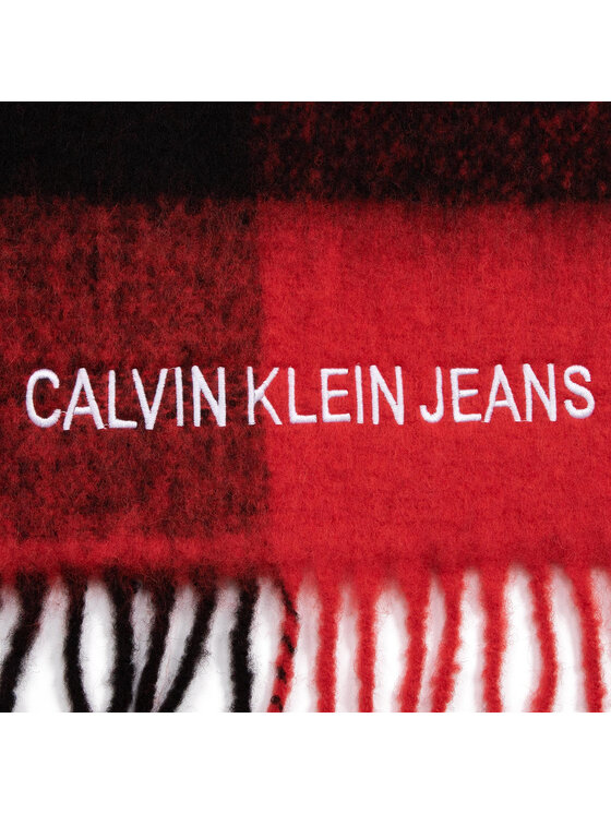 Calvin Klein Jeans Šalis Calvin Klein Jeans J Buffalo Check Wool Scarf K50K505103 Raudona