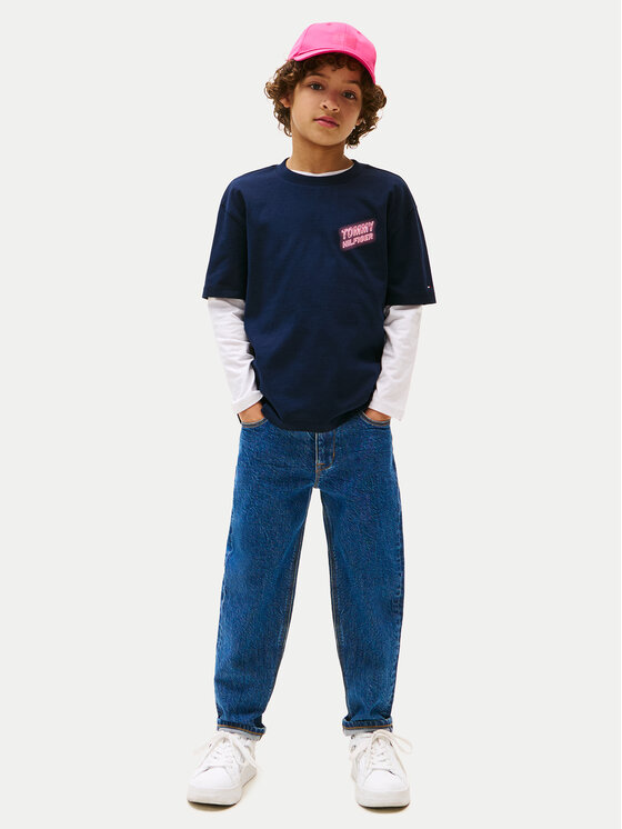 Tommy Hilfiger Tommy Hilfiger Majica Neon Graphic KB0KB09849 Mornarsko modra Regular Fit