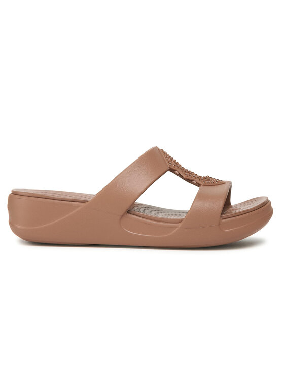 Crocs Şlapi Crocs Monterey Shimmer Slip-On Wedge 207143 Maro