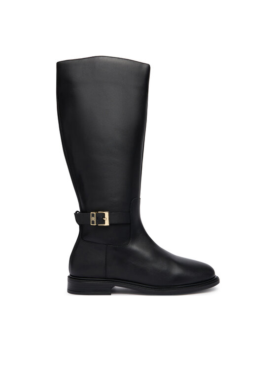 Tommy Hilfiger Kozaki Tommy Hilfiger Th Buckle Leather Knee Boot FW0FW09572 Czarny