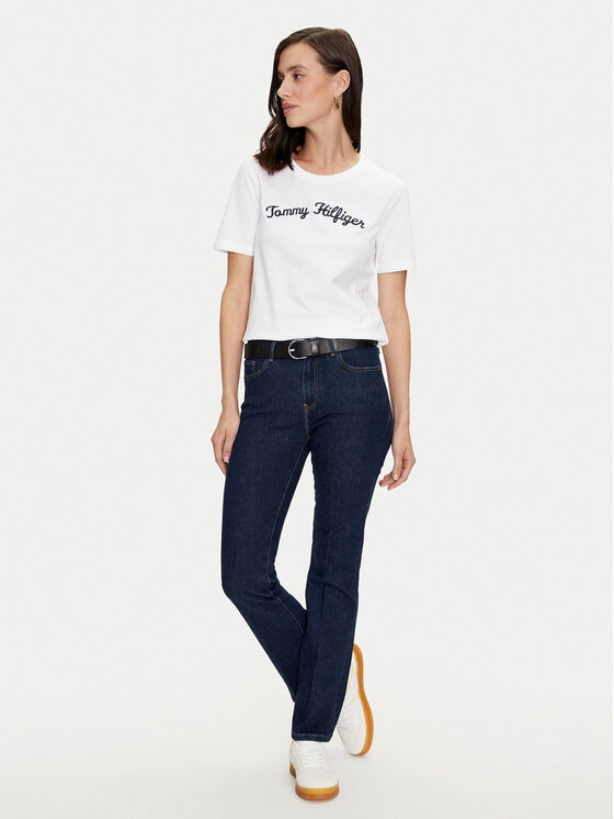 Tommy Hilfiger Tommy Hilfiger Majica Script WW0WW42589 Bela Regular Fit
