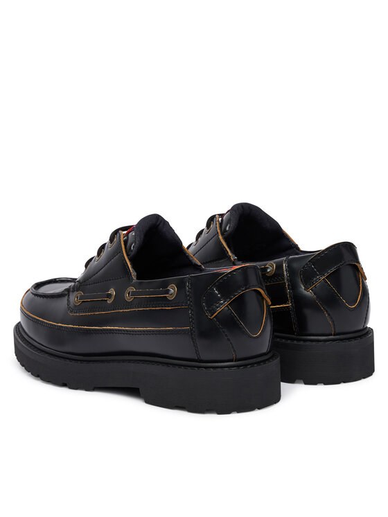 Tommy Jeans Półbuty Tommy Jeans Archive '01 Boat Shoe Lthr EM0EM01705 Czarny