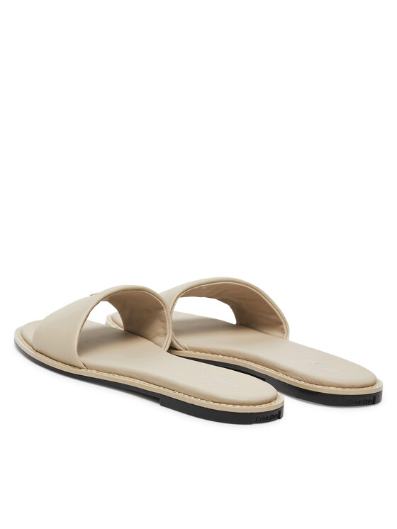 Calvin Klein Šlepetės Calvin Klein Flat Sandal Square Hf Lth HW0HW02652 Smėlio