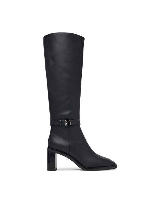 Calvin Klein Stiefel Calvin Klein Block Heel High Boot Lth Hdw HW0HW03178 Schwarz