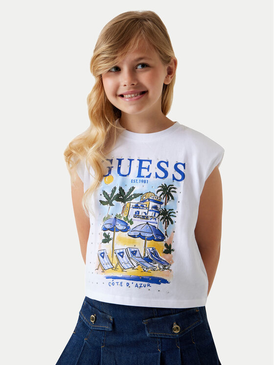 Guess Guess Top J6GI12 K8HM4 Blanco Regular Fit