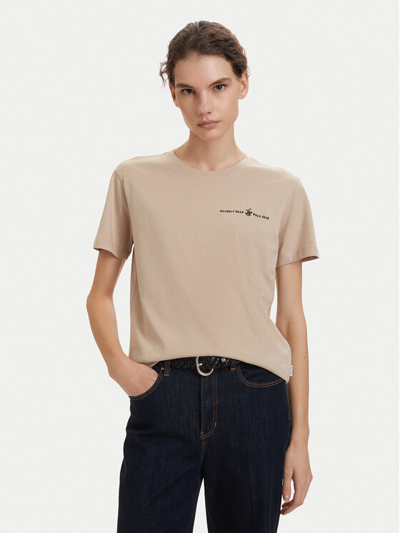 Beverly Hills Polo Club Beverly Hills Polo Club Camiseta P-SS26W-TS085 Beis Regular Fit