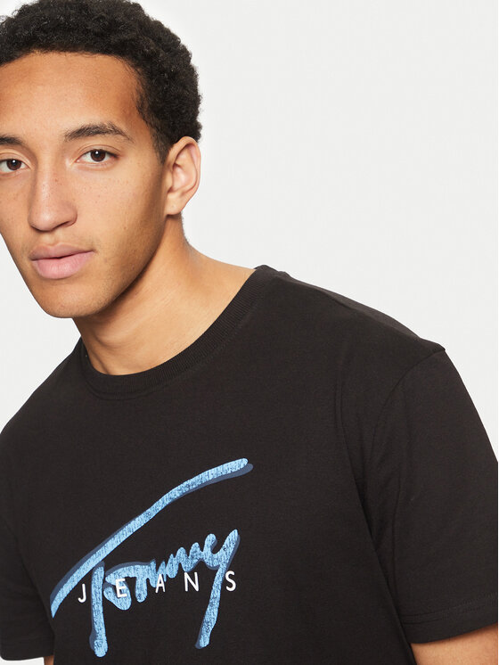 Tommy Jeans Tommy Jeans Majica Signature DM0DM21109 Črna Regular Fit