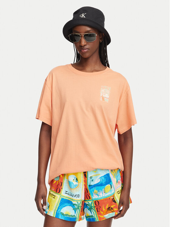 Roxy Roxy Camiseta Enzyme Wash ERJZT05966 Naranja Oversize