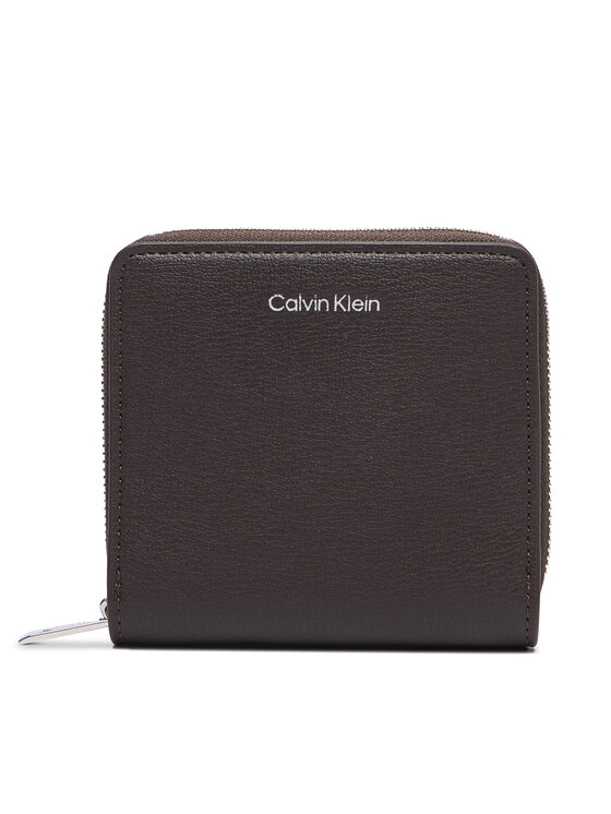 Calvin Klein Portfel Calvin Klein Foil Logo Medium Zip Around LV04F1120G Brązowy ciemny
