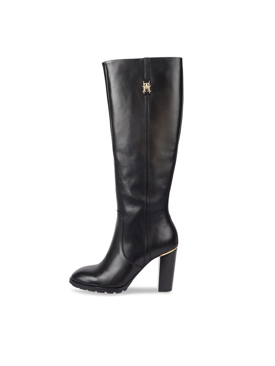 Tommy Hilfiger Čižmy Tommy Hilfiger Feminine Th Hardware Longboot FW0FW07541 Čierna