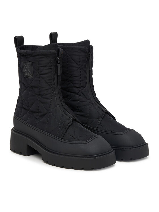 Calvin Klein Polokozačky Calvin Klein Chunky Zip Boot Mat Mix Aop Em HW0HW03205 Tmavě hnědá