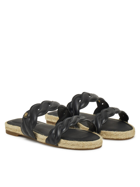 Tommy Hilfiger Espadrile Tommy Hilfiger Leather Rope Espadrille Mule FW0FW08503 Črna