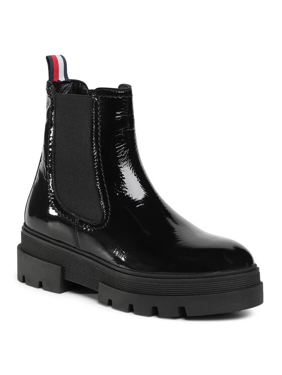 Tommy Hilfiger Škornji Tommy Hilfiger Classic Patent Chelsea Boot FW0FW05182 Črna