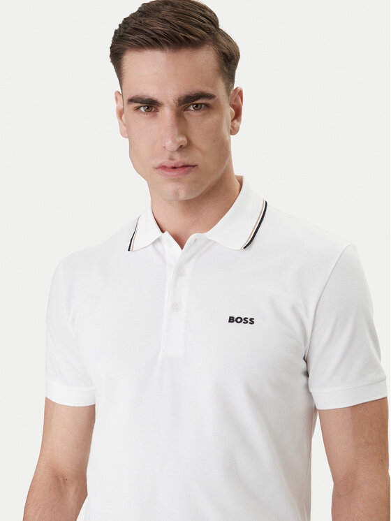 BOSS BOSS Polo Birdie Paule 50559365 Blanco Slim Fit
