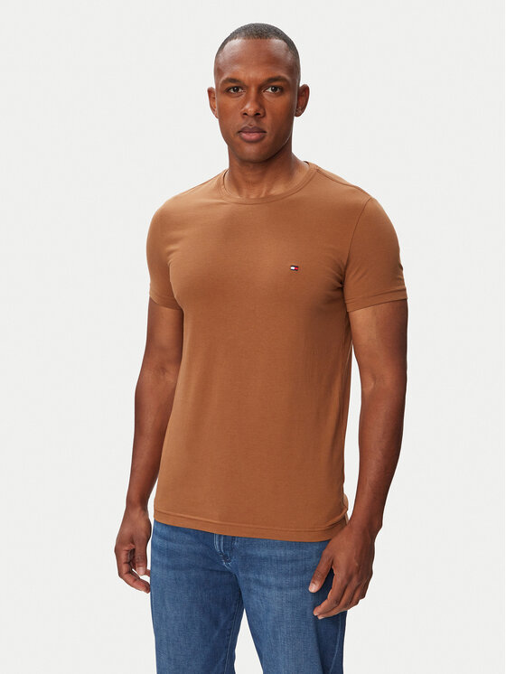 Tommy Hilfiger Tommy Hilfiger Majica MW0MW10800 Rjava Slim Fit