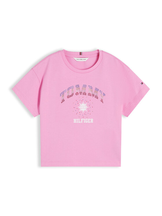 Tommy Hilfiger Tommy Hilfiger Camiseta Sun Rhinestone KG0KG09458 Rosa Regular Fit