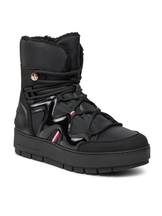 Tommy Hilfiger Snehule Tommy Hilfiger Patent Snowboot FW0FW07852 Čierna