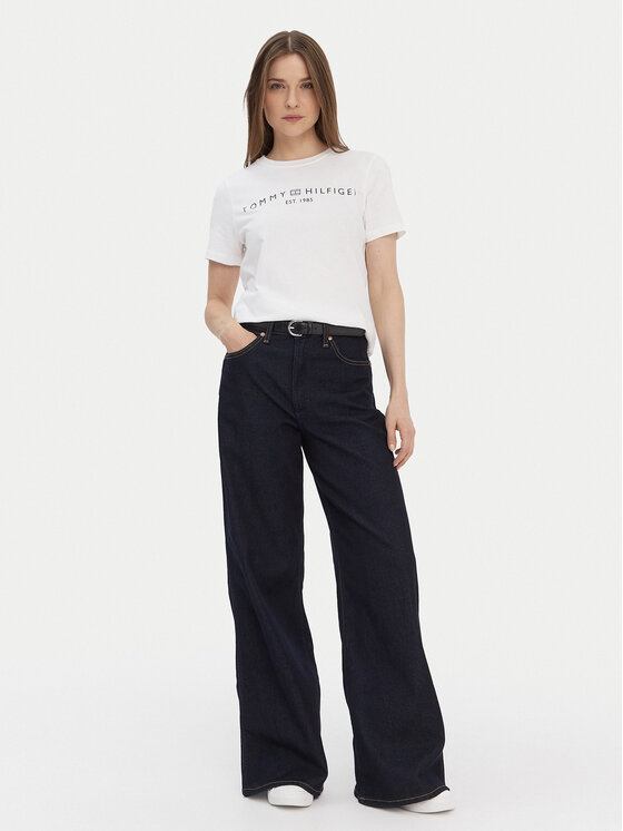 Tommy Hilfiger Tommy Hilfiger Camiseta Logo WW0WW40276 Blanco Regular Fit