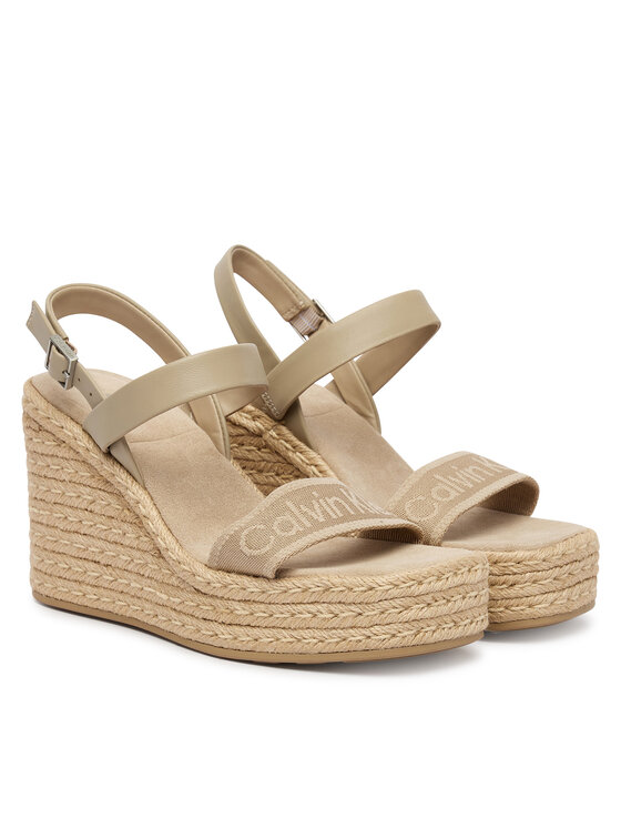 Calvin Klein Εσπαντρίγιες Calvin Klein Wedge Espad 70 Webbing Lth HW0HW02901 Μπεζ