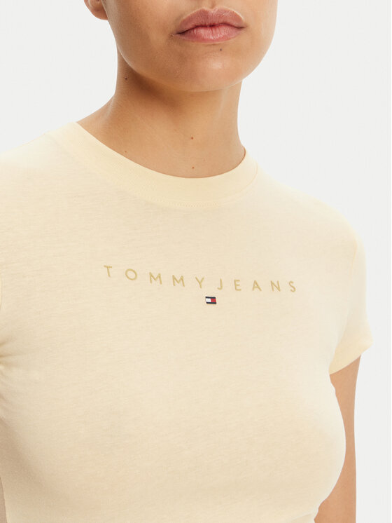 Tommy Jeans Tommy Jeans Majica Tonal Linear DW0DW20315 Rumena Slim Fit