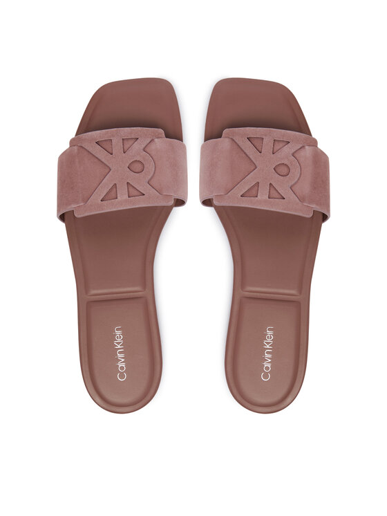 Calvin Klein Papucs Calvin Klein Square Flat Sndl Embl Suede HW0HW03055 Rózsaszín