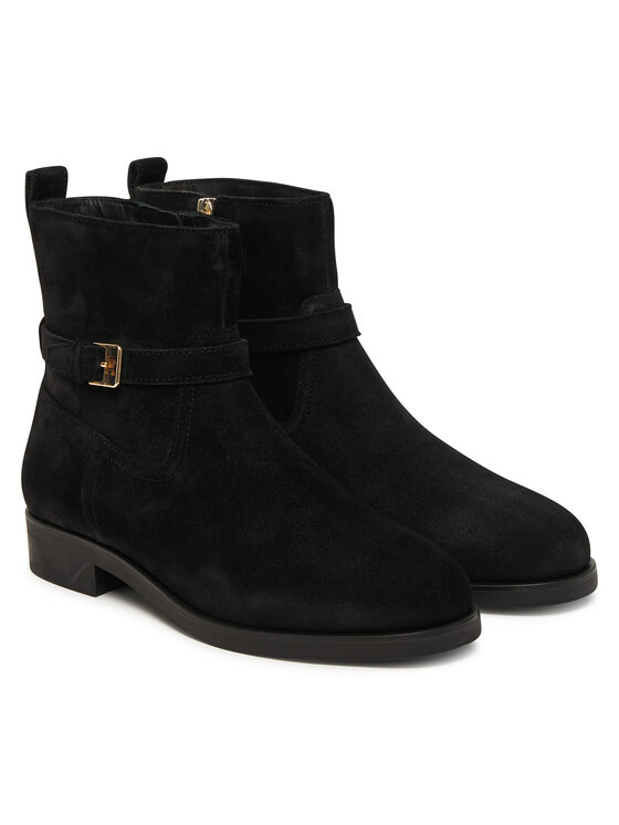 Tommy Hilfiger Aulinukai Tommy Hilfiger Th Buckle Riding Suede Bootie FW0FW09047 Juoda