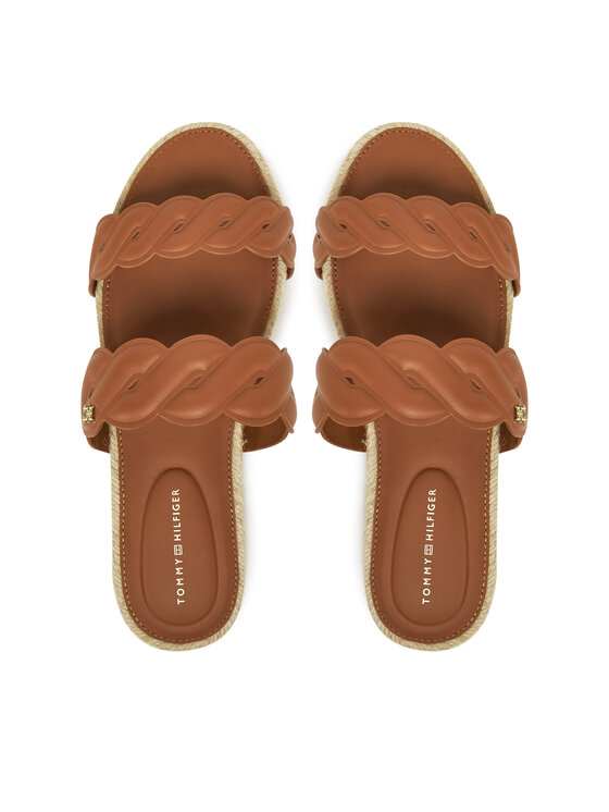 Tommy Hilfiger Espadrile Tommy Hilfiger Leather Rope Espadrille Mule FW0FW08503 Smeđa