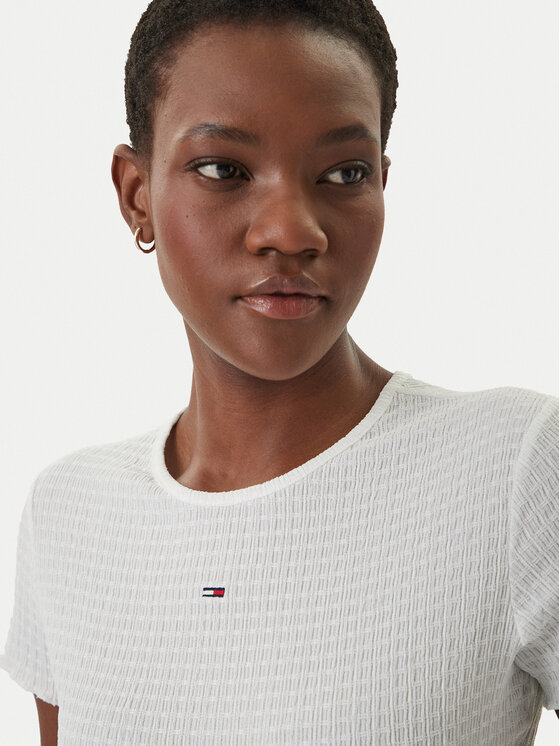 Tommy Jeans Tommy Jeans Camiseta Smock Seersucker DW0DW22219 Blanco Slim Fit
